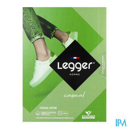 vignette Innothera Legger2 Casual Coton Homme Bas Cuisse Autofixant Noir Normal T2