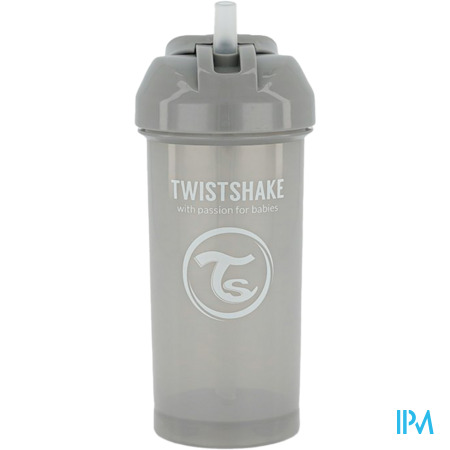 vignette Twistshake Gourde Paille +6m Grise 360ml