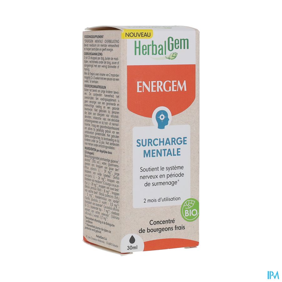 produit HERBALGEM ENERGEM SURCHARG MENTA BIO 30ML