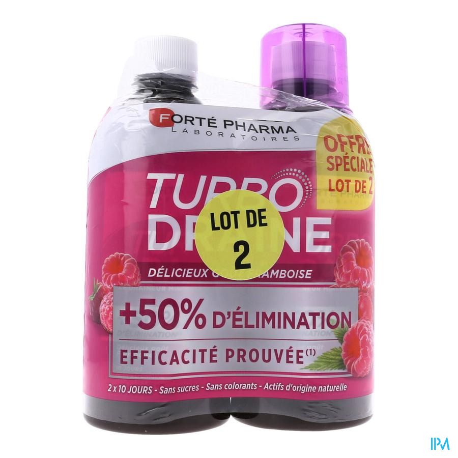 produit Forte Pharma Turbodraine Minceur Solution Buvable Framboise 500ml X2