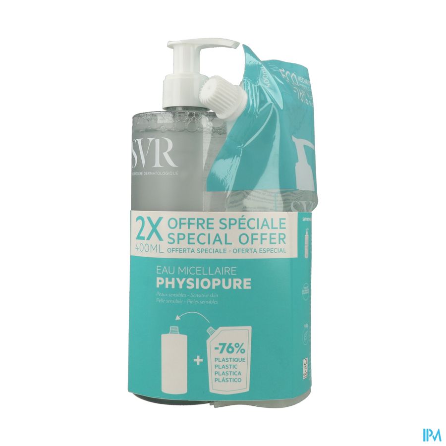 vignette SVR PHYSIOPUR EAU MICELLAIRE+RECH 2X400ML
