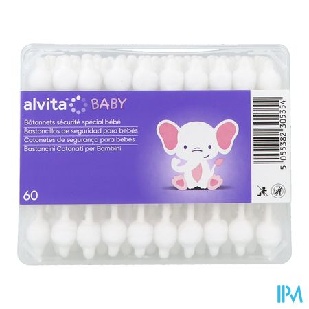 vignette Alvita Coton Tige Batonnet Securite Bebe 60