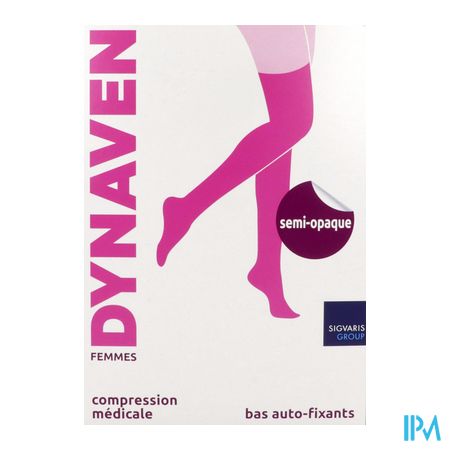 vignette Sigvaris2 Dynaven Semiopaque Bas Cuisse Autofixant Pied Ouvert Beige Normal Medium