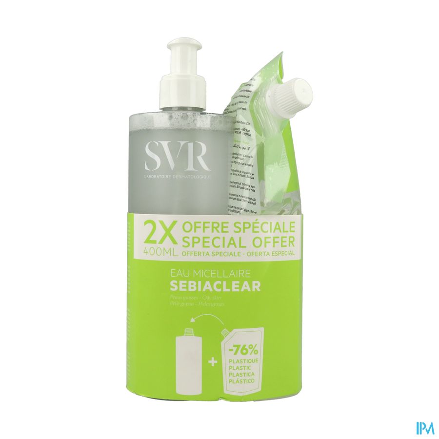 vignette SVR SEBIACLEAR EAU MICELLAIR+RECH 2X400ML
