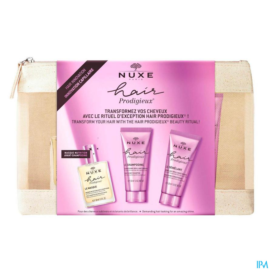 vignette Nuxe Trousse Hair Prodigieux Voyage Masque 30ml + Shampooing 30ml + Apres Shampooing 30ml