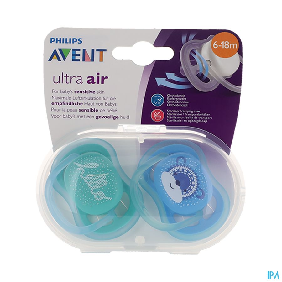 vignette Avent Sucette Ultra Air Design Pour Bebe 6/18mois Scf342/23 X2