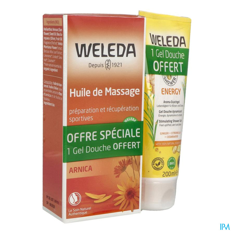 vignette Weleda Arnica Huile De Massage 200ml + Aroma Shower Gel Douche Energy Bio 200ml 200ml Offert