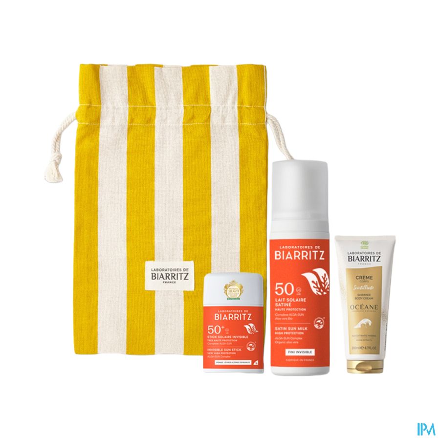 produit Ldbiarritz Trio Ensoleille Lait Spf50 100ml + Stick Spf50+ 12g + Cr Corps Scintillante 50ml