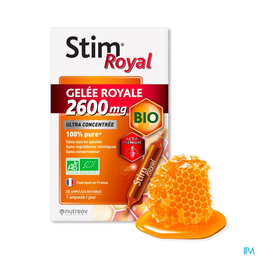 vignette Nutreov Stim Royal Gelee Royale Bio 2600mg Ampoule Buvable 20