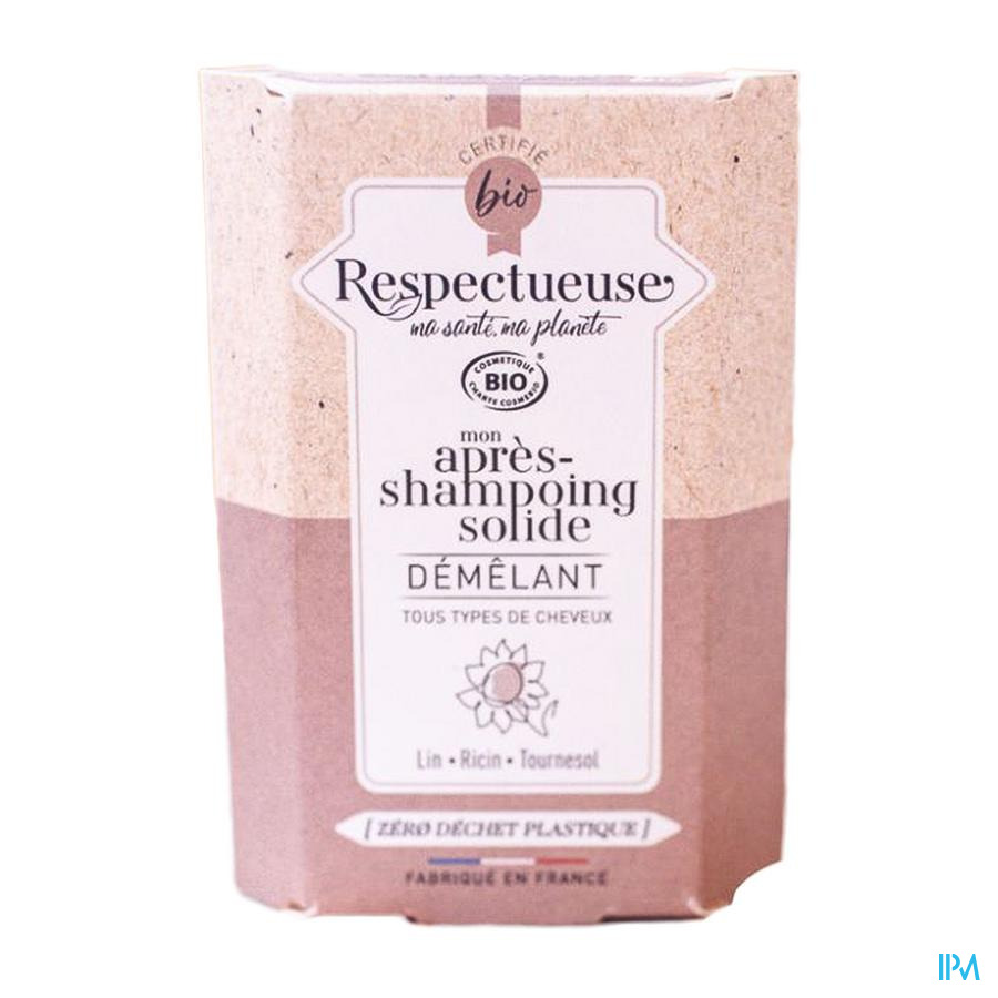 produit Respectueuse Apres Shampooing Solide Demelant Bio 40g