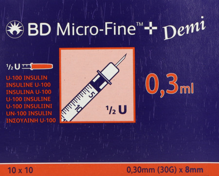 vignette BD MICRO-FINE+SRG 0,3ML 8 100