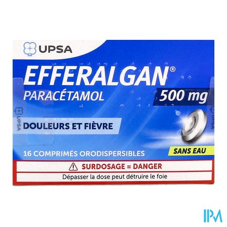 vignette EFFERALGAN 500MG CPR ORODISP 16