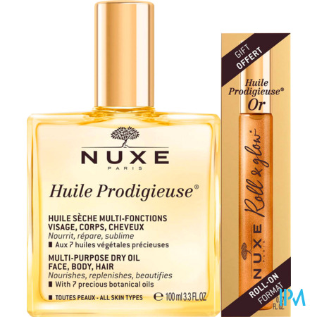 produit Nuxe Huile Prodigieuse 100ml + Roll On Huile Prodigieuse Or 9ml
