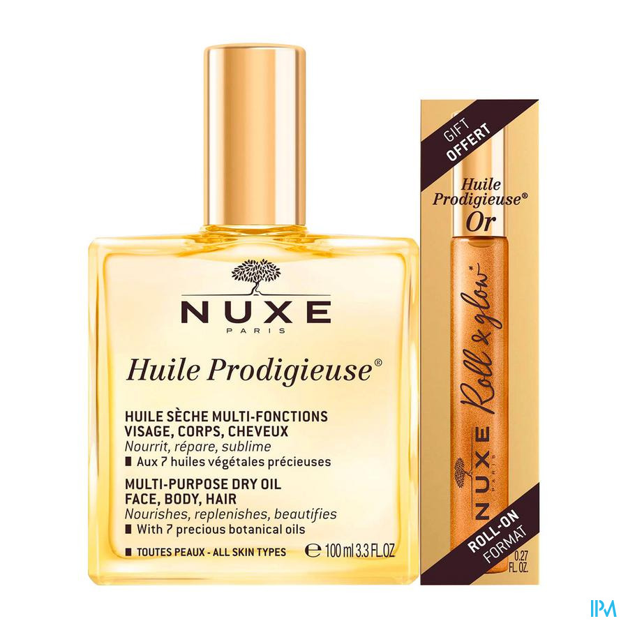 produit Nuxe Huile Prodigieuse 100ml + Roll On Huile Prodigieuse Or 9ml