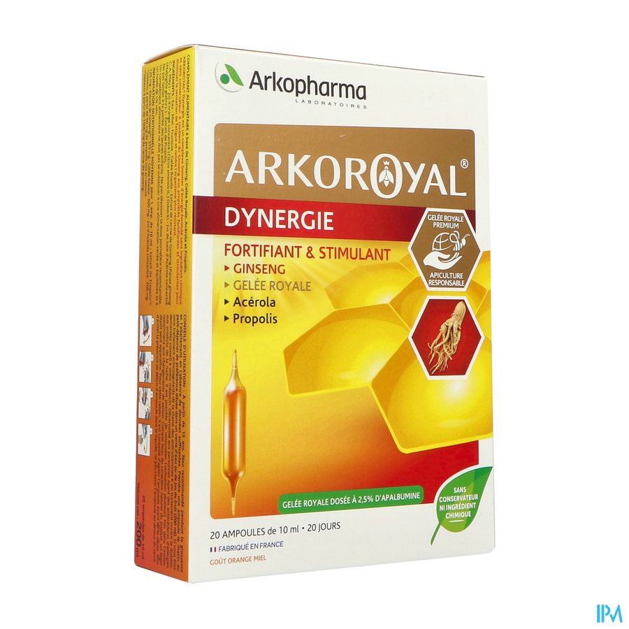 produit Arkopharma Arkoroyal Dynergie Ampoule Buvable 10ml 20