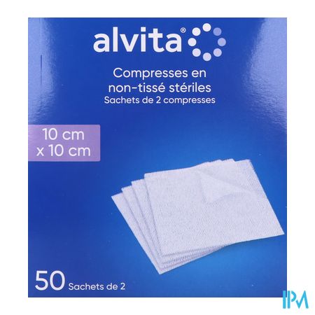 vignette Alvita Compresse Non Tissee Sterile 10cm X 10cm X2 50