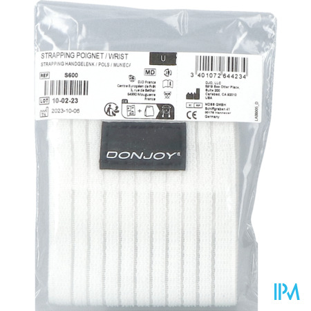 produit Donjoy Strapping Bande Poignet Blanc Tu