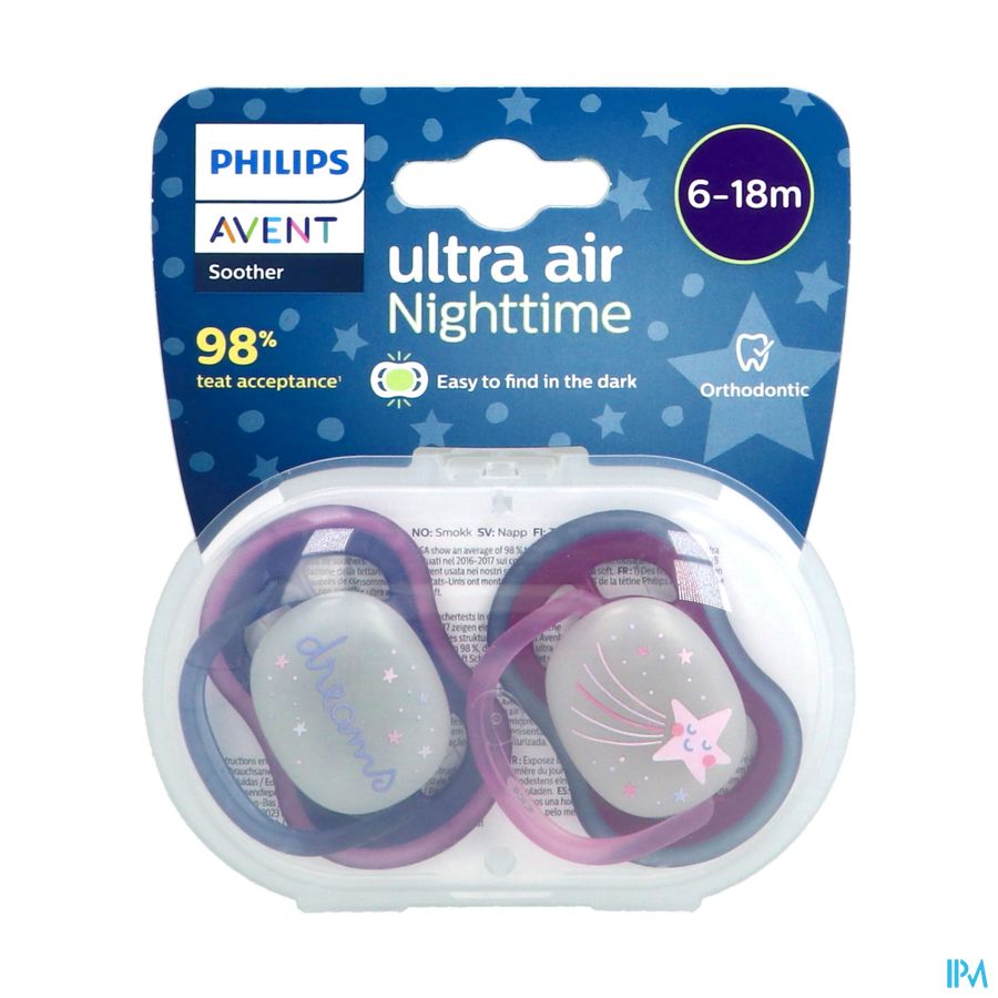 produit AVENT SUCET NUIT ULTRA AIR 6-18M MIXTE