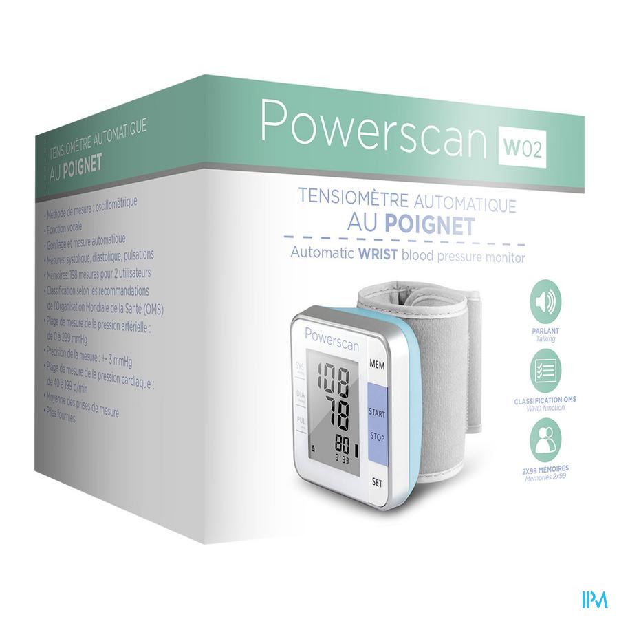 produit POWERSCAN TENSIOMETRE AU POIGNET W02