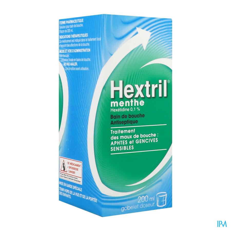 vignette HEXTRIL MENTHE 0,1% BAIN BOUC200ML