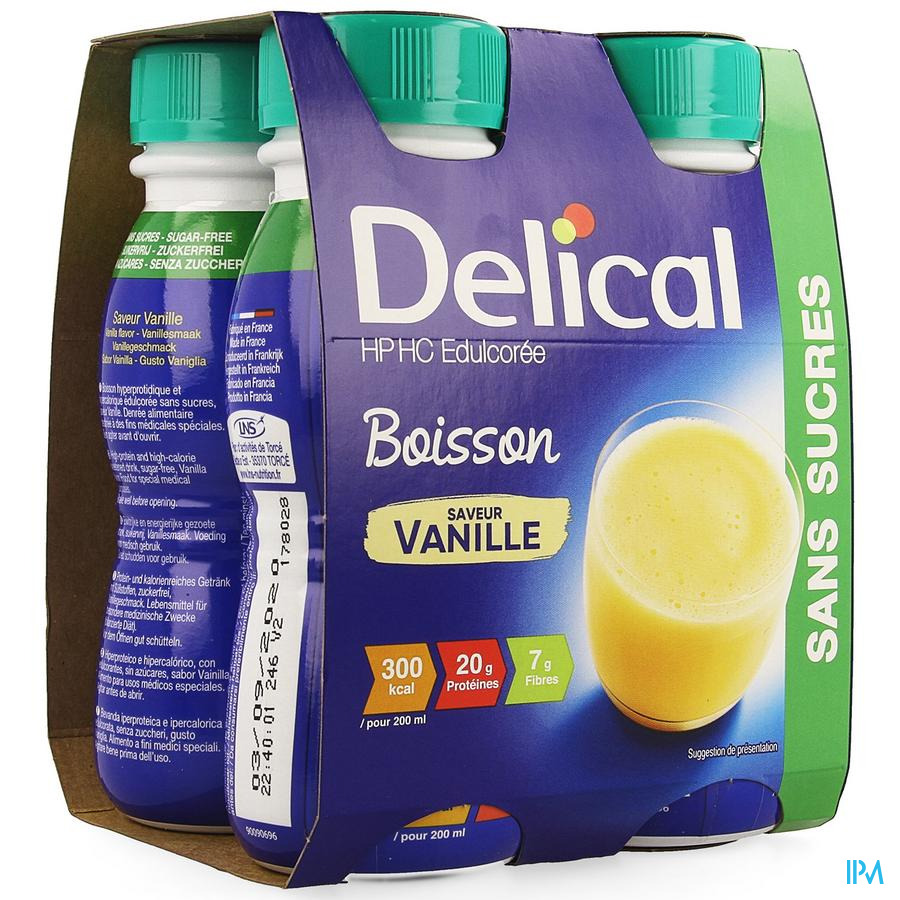 vignette Delical Boisson Hp-hc S/sucre Vanille 4x200ml