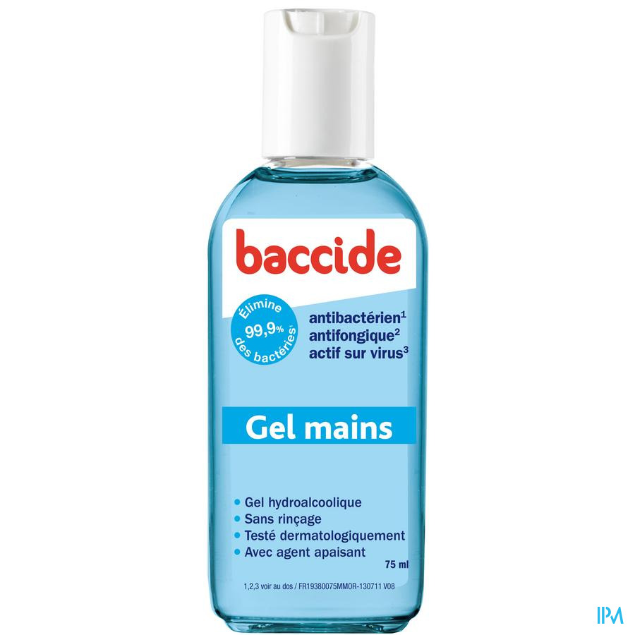 produit Baccide Gel Sans Rincage Mains Bleu 75ml