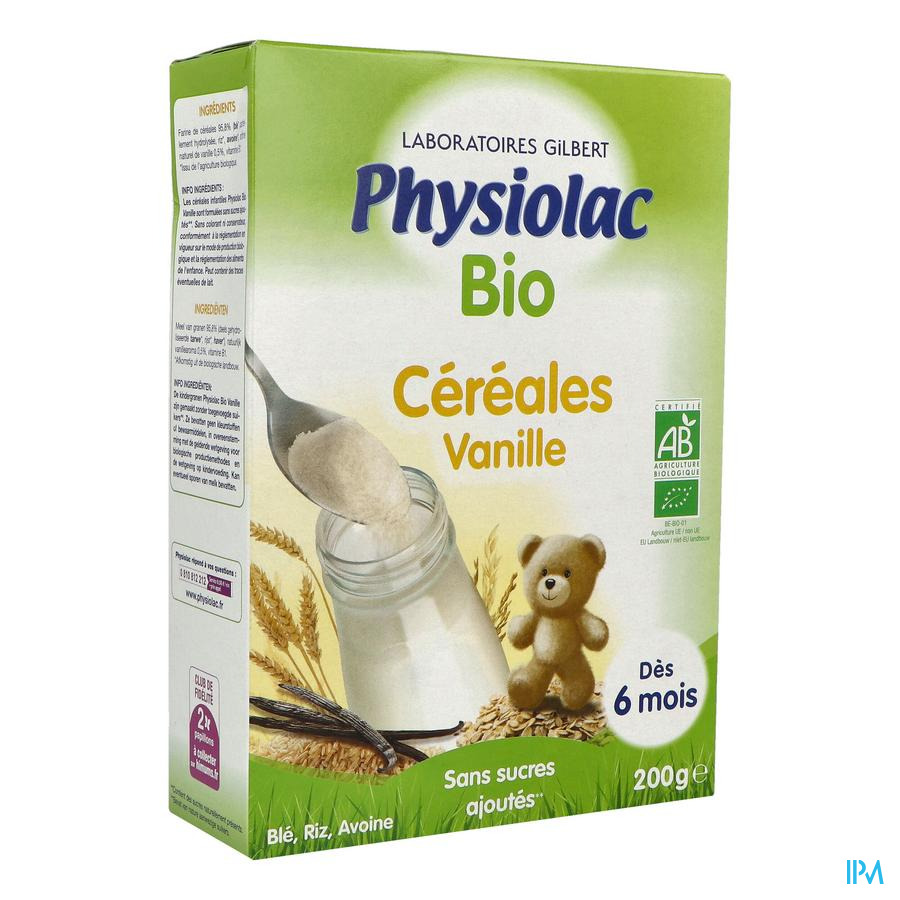 vignette Physiolac Bio Cereales Vanille +4mois 200g