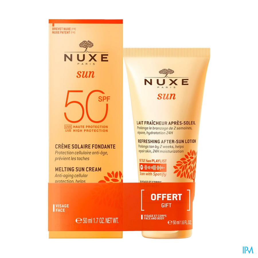 produit Nuxe Sun Creme Visage Spf50 50ml + Apressoleil 50ml Offert