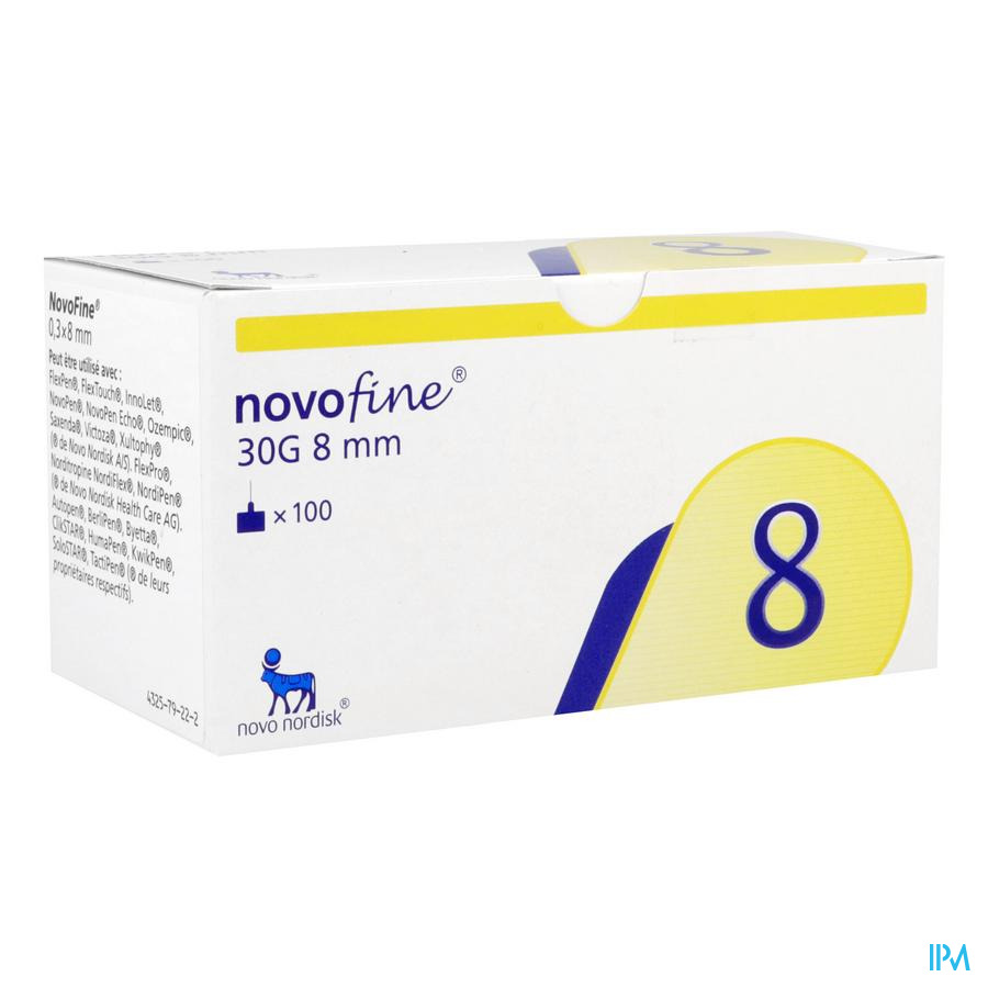 vignette Novofine Aiguille Stylo G30 8mm X 0mm3 100