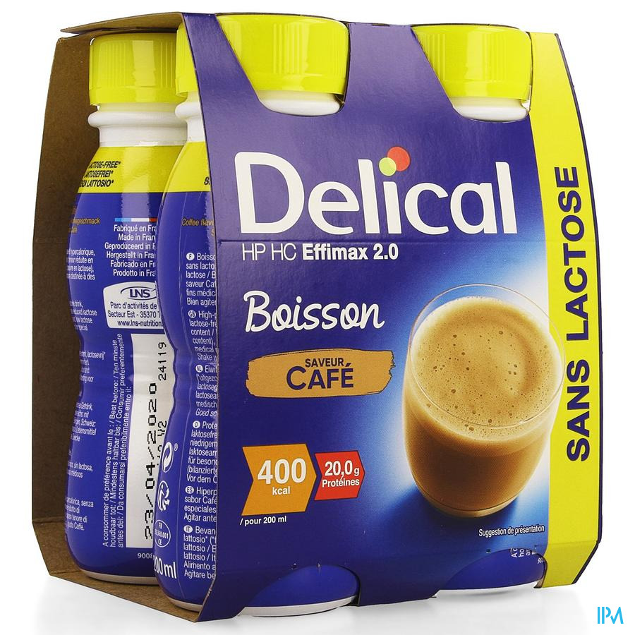 vignette Delical Boisson Hp Hc Effimax 2.0 Sans Lactose Cafe 200ml X4