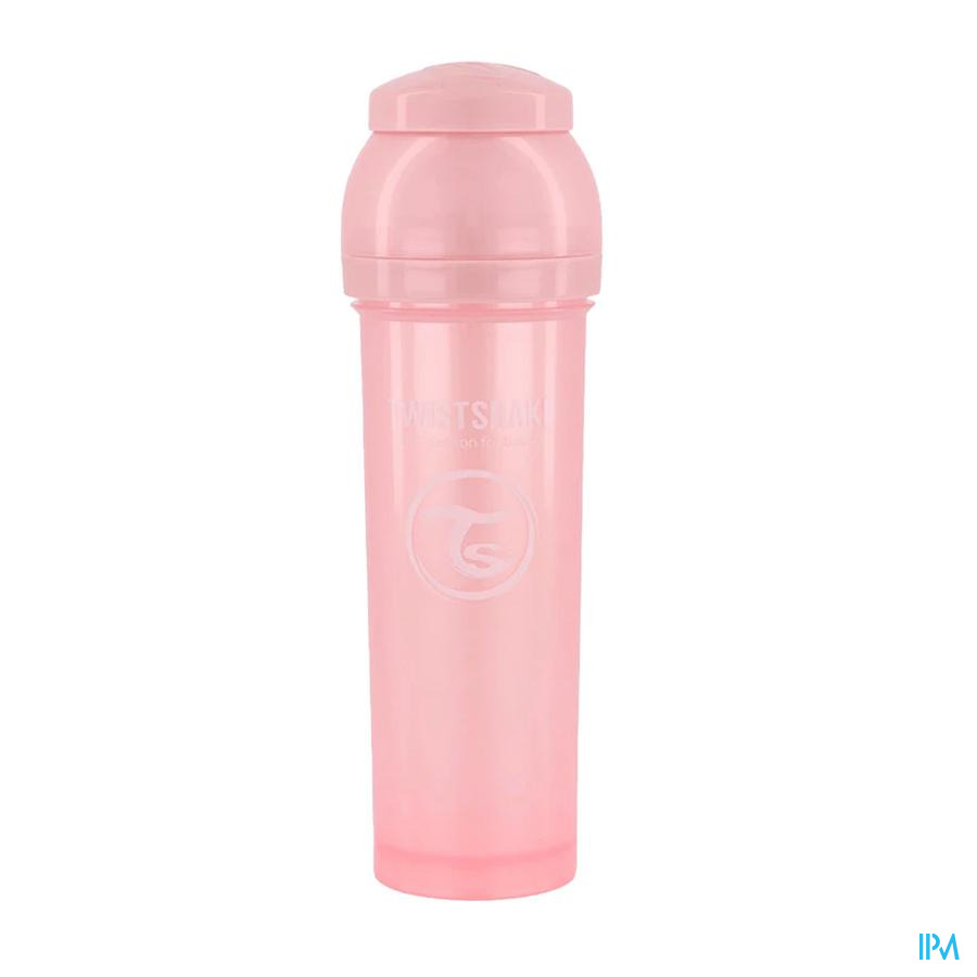 vignette Twistshake Biberon Anticolique Rose Nacre 330ml + Boite Doseur Lait