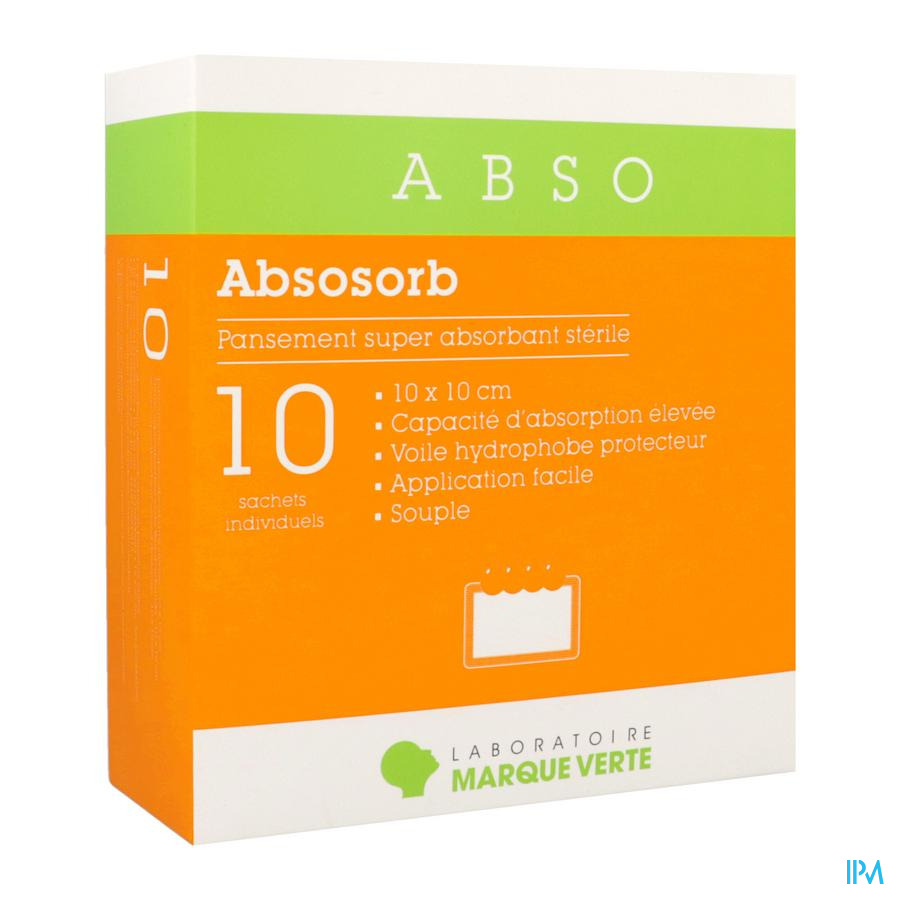 vignette Marque Verte Absosorb Pansement Super Absorbant 10cm X 10cm 10