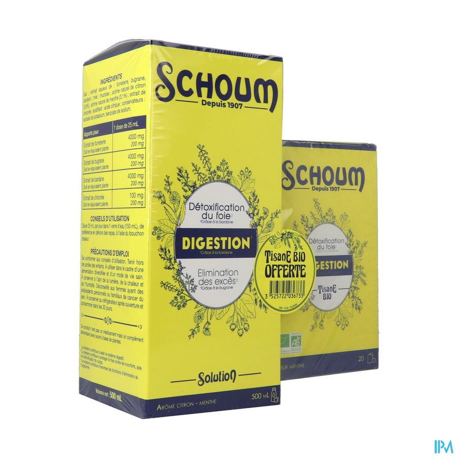 produit SCHOUM DIGESTION 500ML+BT TISANE BIO OFF