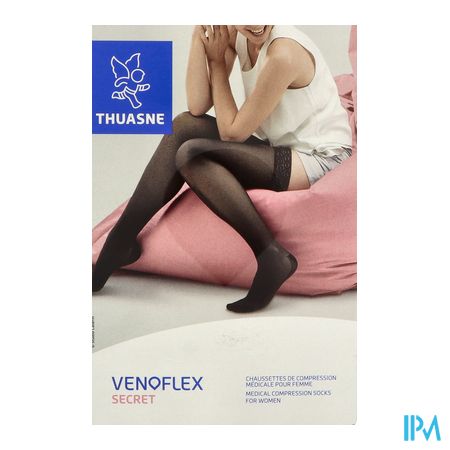 vignette Thuasne Venoflex2 Secret Chaussette Beige Dore Long T1