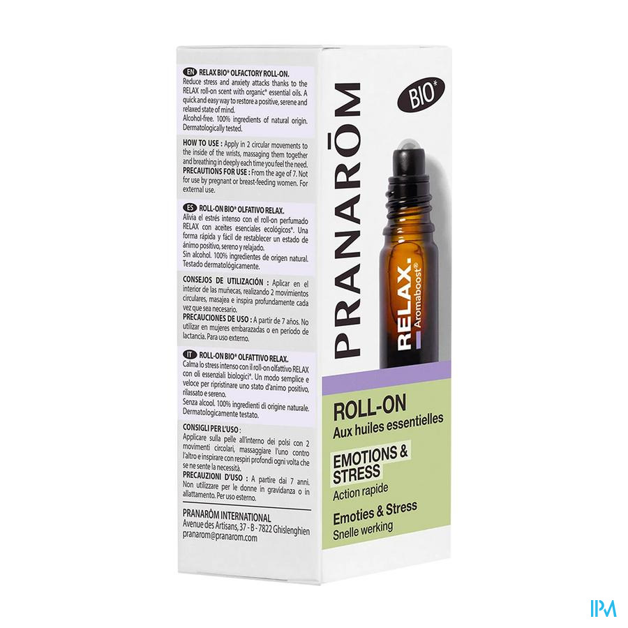 produit PRANAROM AROMABOOST ROLLER RELAX BIO 5ML