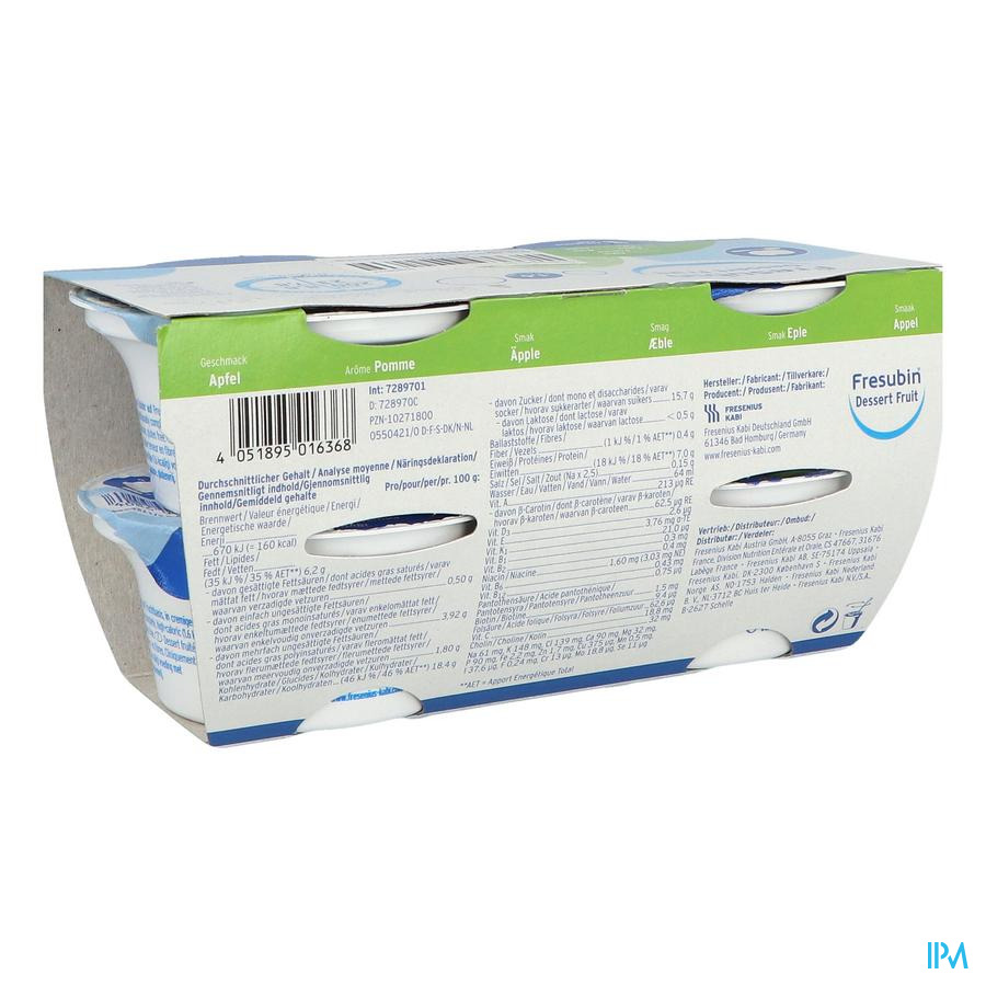 vignette Fresubin Dessert Fruit Pomme 125g X4