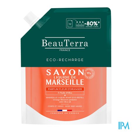 vignette Beauterra Savon Liquide De Marseille Fleur D'oranger Ecorecharge 900ml