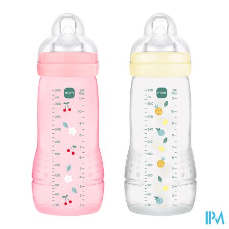 vignette Mam Biberon Easy Active Colore 330ml Berry + Pearl Tetine Debit X X2