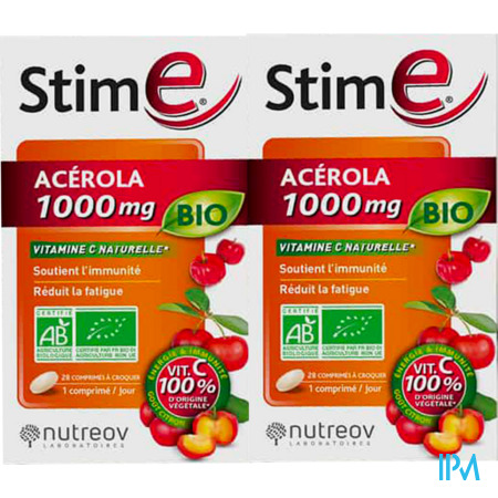 vignette Nutreov Stim E Acerola 1000 Bio Comprime A Croquer 28 X2