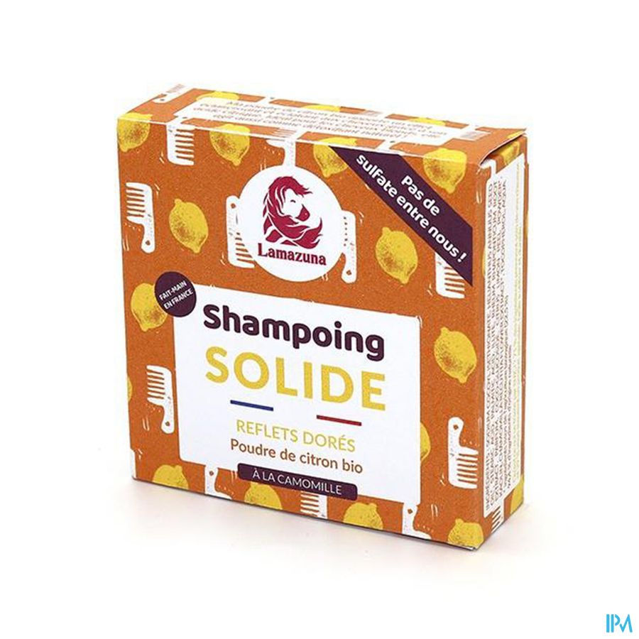vignette Lamazuna Shampooing Solide Reflets Dores A La Poudre De Citron Bio 70g