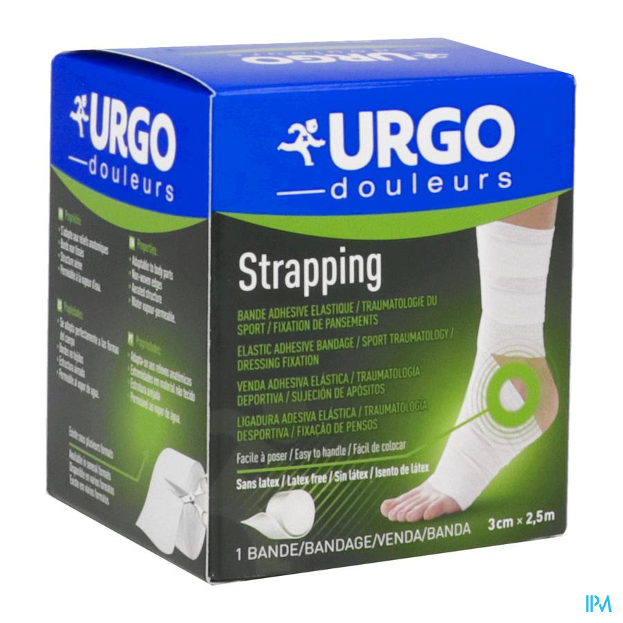 vignette Urgostrapping Bande Adhesive Elastique En Longueur Hypoallergenique Speciale Sport 2m5 X 3cm