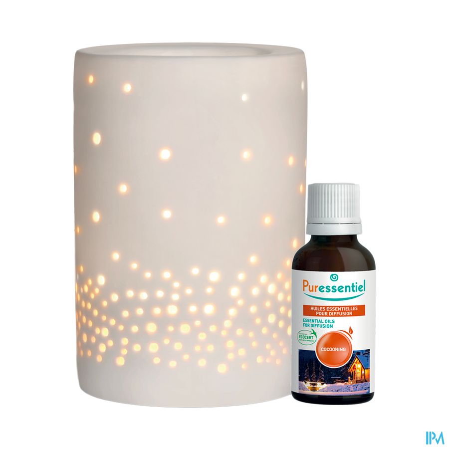 produit Puressentiel Coffret Diffuseur Chaleur Douce Lumini + Mini Diffuse Cocooning 10ml Offert