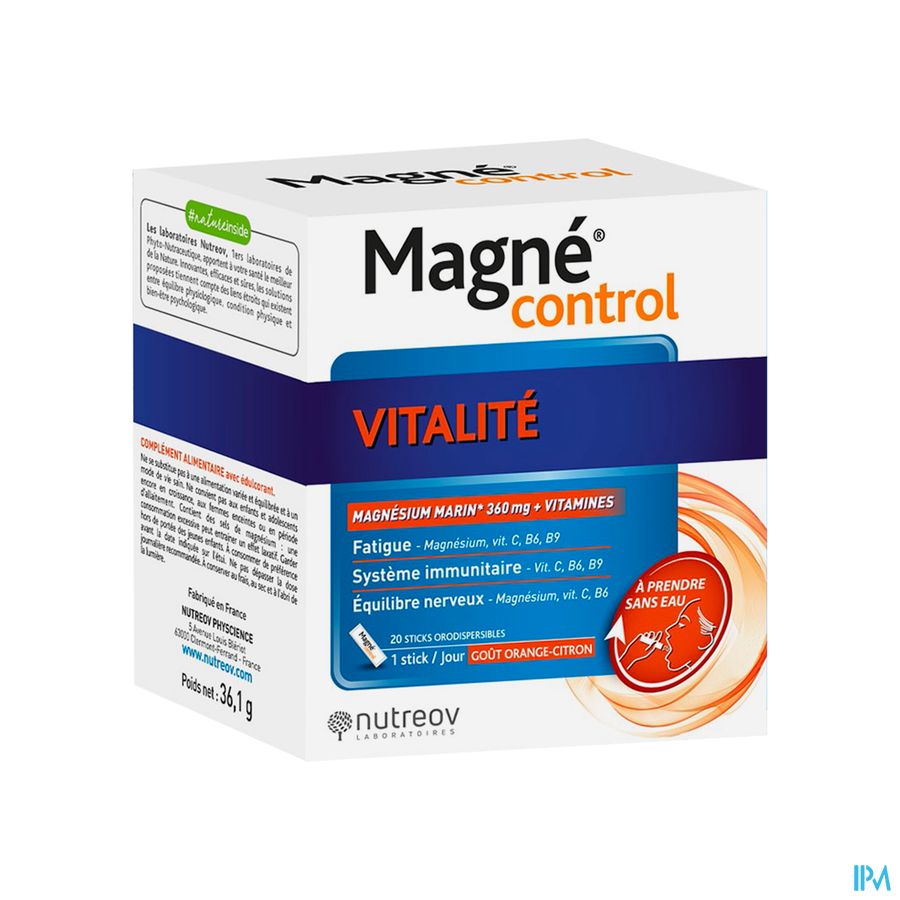 produit NUTREOV MAGNE CONTROL VITALITE 20 STICKS
