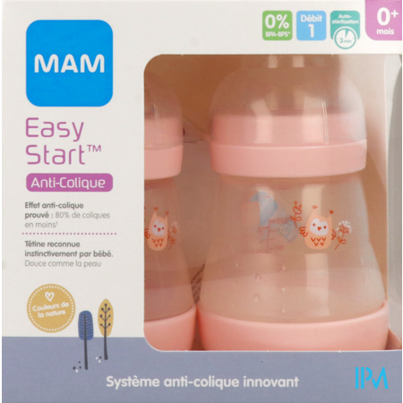 produit Mam Biberon Easy Start Anticolique Nature Blush Debit 1 160ml X2