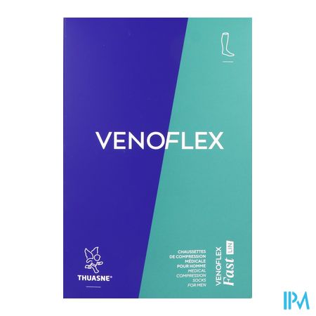 vignette Thuasne Venoflex2 Fast Lin Homme Chaussette Noire Normal T1