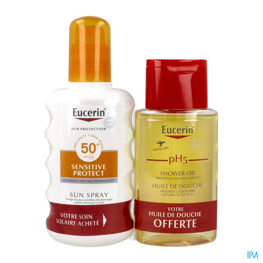vignette Eucerin Sun Spray Transparent Spf50 200ml + Douche