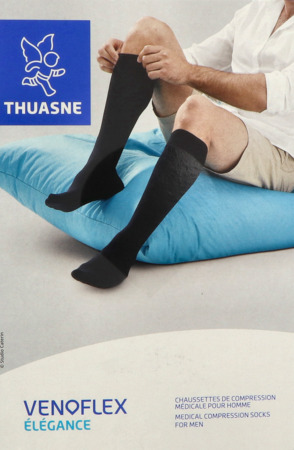 vignette Thuasne Venoflex2 Elegance Homme Chaussette Noir Normal T2-