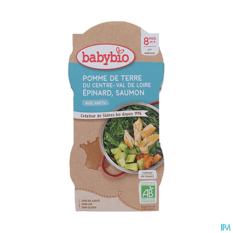 vignette BABYBIO MENU EPINARD/SAUMON 2X200G