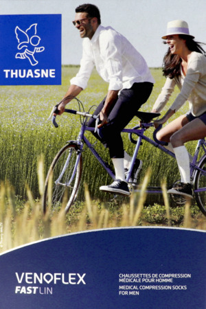 vignette Thuasne Venoflex2 Fast Lin Homme Chaussette Grege Normal T1
