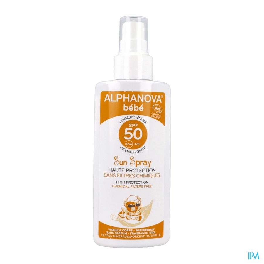 vignette Alphanova Bebe Sun Lait Spf50+ Bio Spray 125g